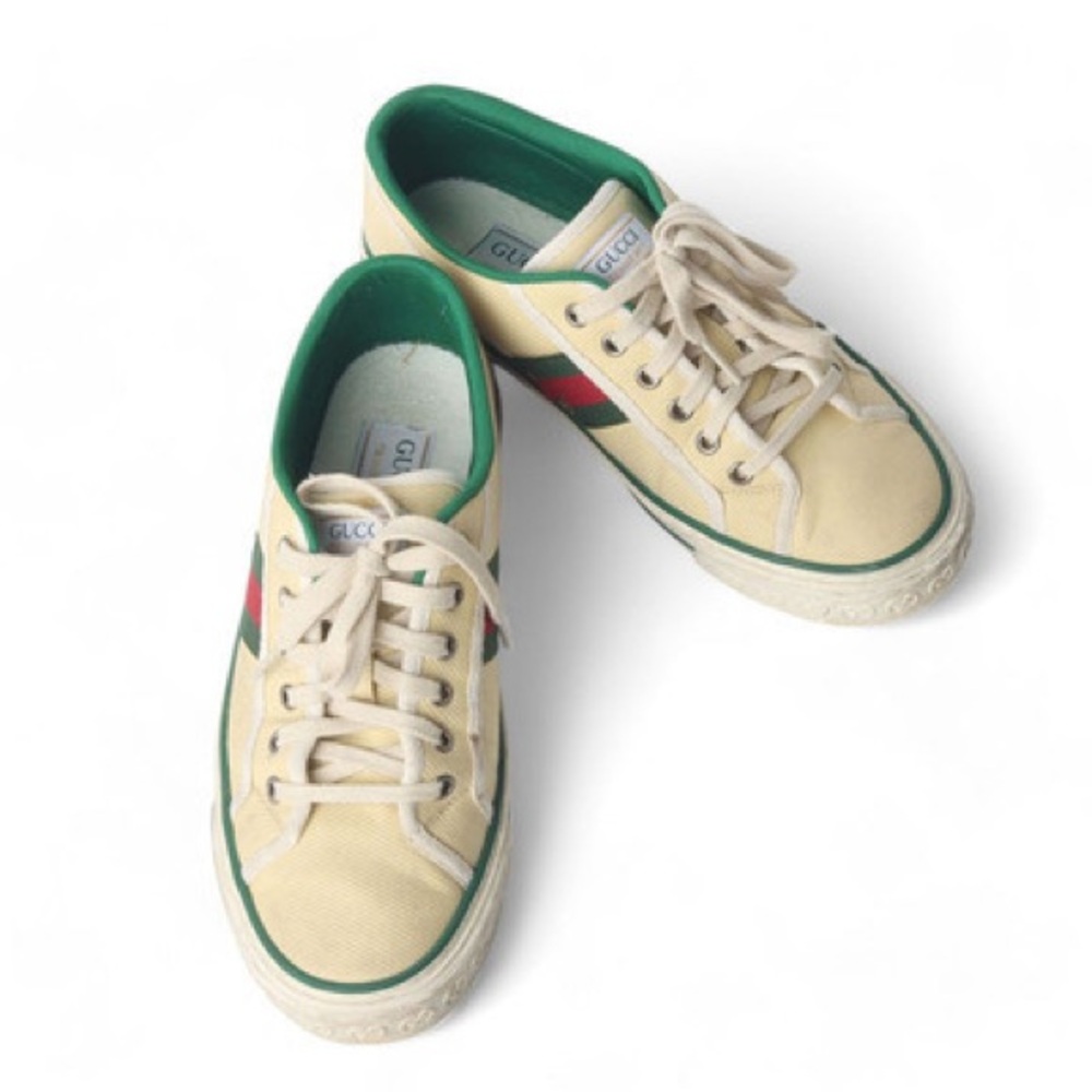 Gucci Cream and Green 1977 Sneakers Classic Low-Top Design Price Is My Best!